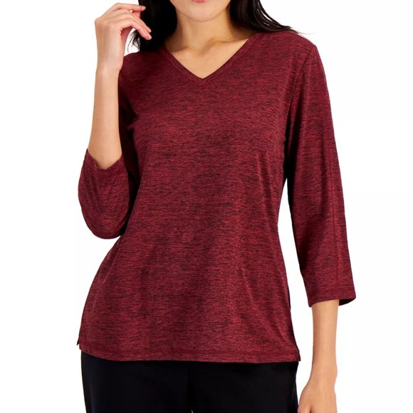 NWT KAREN SCOTT sport Women's 3/4 sleeve top medium - Picture 1 of 6